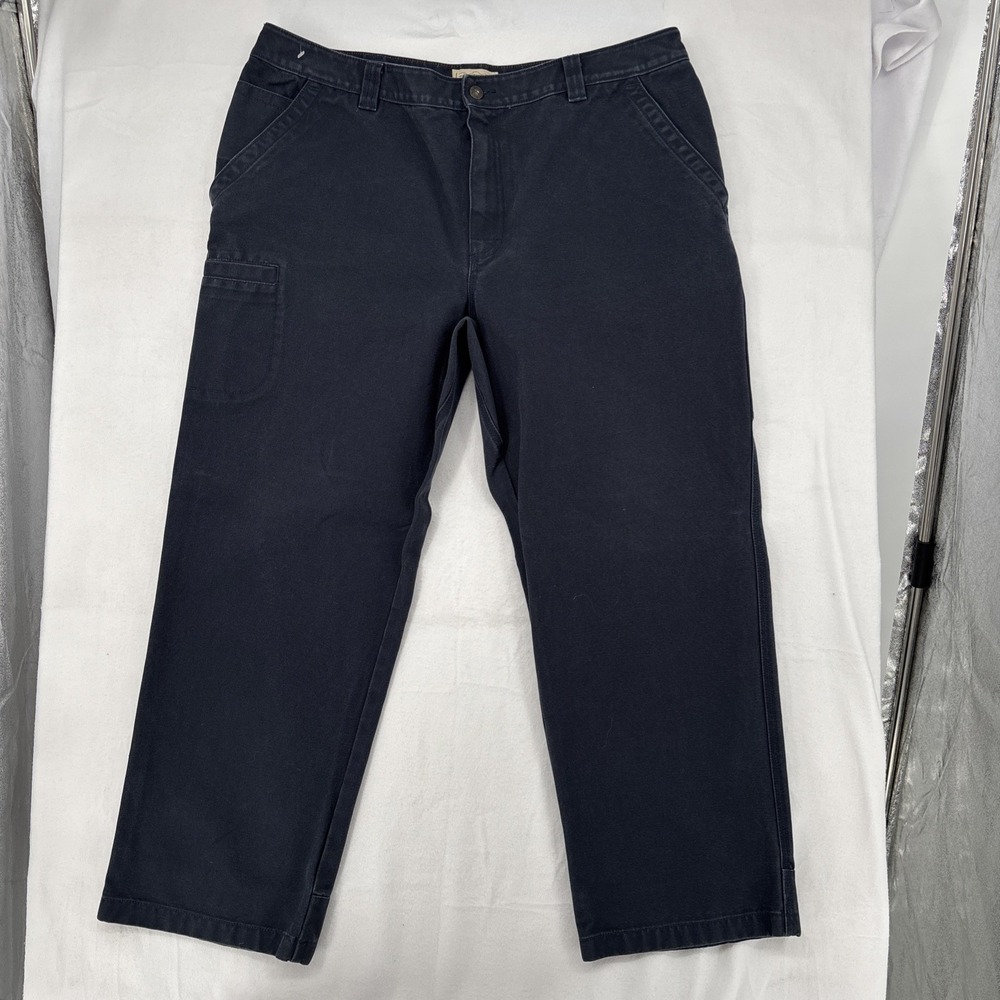 LL Bean Katahdin Iron Works Pants Men's Size 40x29 Blue Khaki Nor'easter Cotton